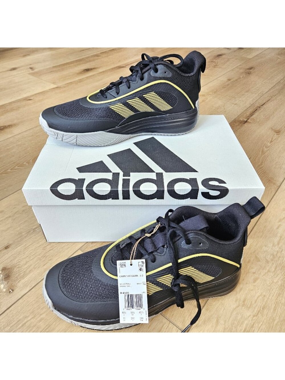 Adidas Own The Game 3.0 Mens Size 11 Core Black Gold Basketball Shoes IF4566 New